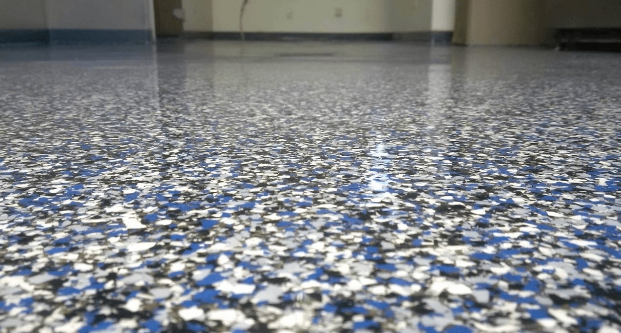 the best blu and white flakes for epoxy floor coating for a garage in Litchfield County, CT