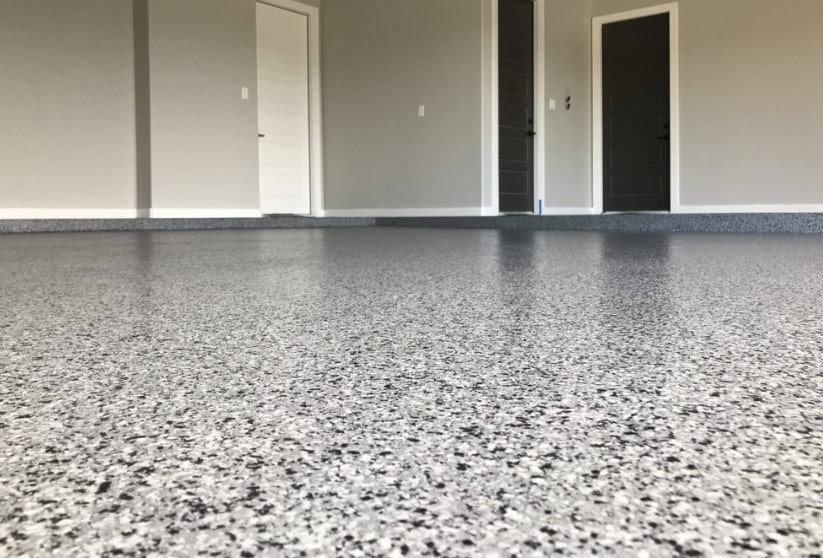gray epoxy flakes coating for a garage in Litchfield County, CT