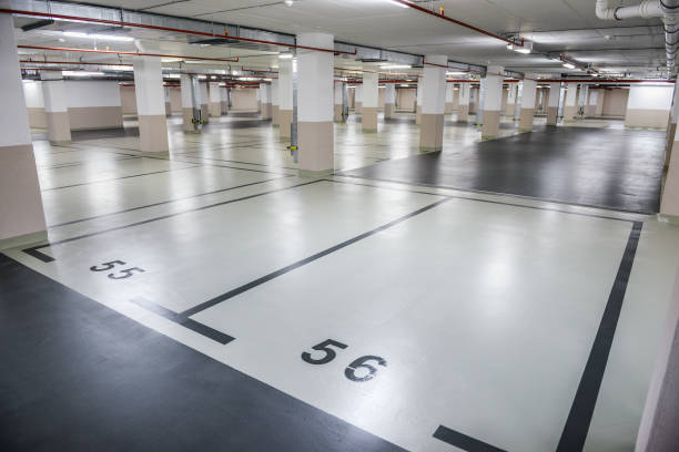 epoxy flooring for a building parking lot in Winchester, CT